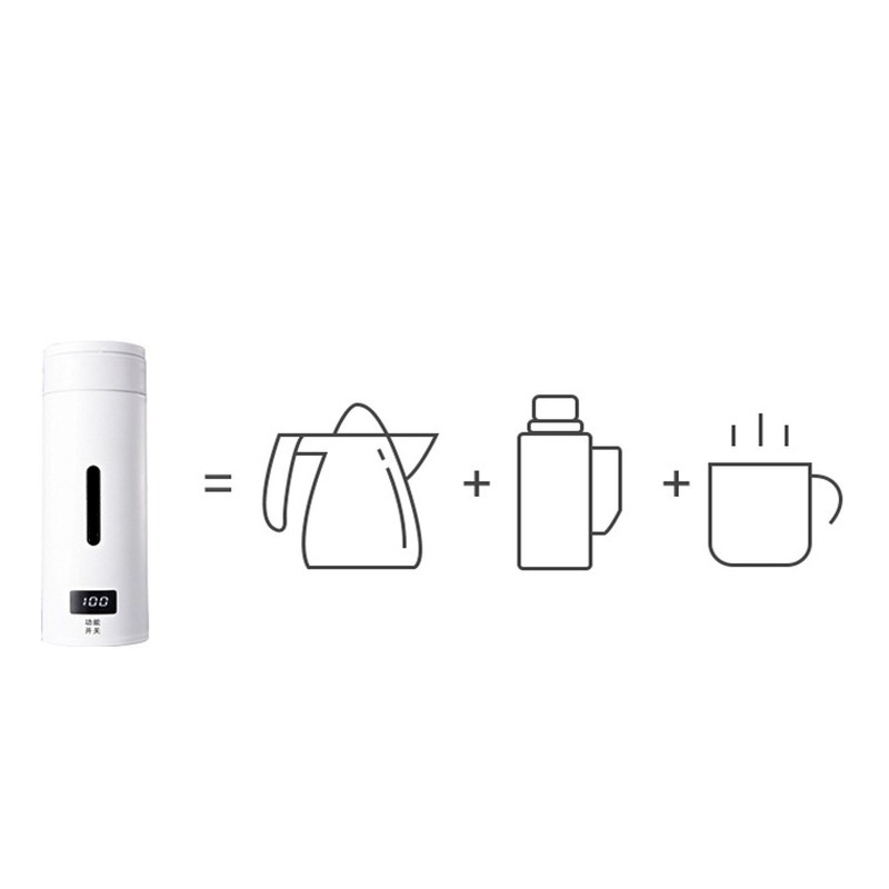 500ml Portable Electric Kettle 304 Steel Thermal Insulation Travel Electric