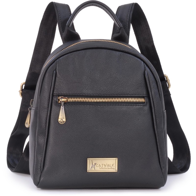 Catwalk Collection Handbags - Small Leather Fashion Backpack For Women