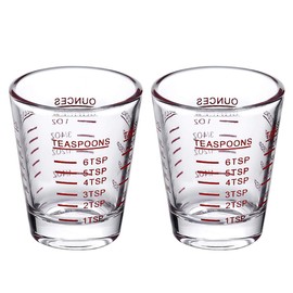 Shot Glasses Measuring cup Espresso Shot Glass Liquid Heavy Glass Wine Glass 2 Pack 26-Incremental Measurement 1oz, 6 Tsp, 2 Tbs, 30ml (2 pack-red)
