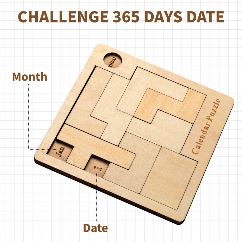 Daily Calendar Puzzle Wooden，Jigsaw Puzzle Board for Adults,Challenge 365+ for