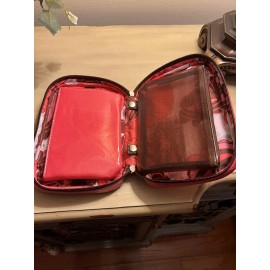 Nordstrom Zippered Make-Up Bag Multi Compartment Red Waterproof NWOT