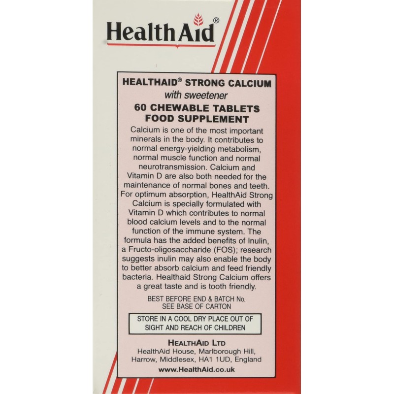 HealthAid Calcium 600mg - Chewable - 60 Vegetarian Tablets