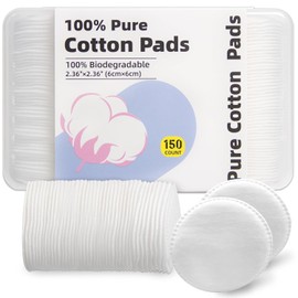 Illidi Discos Desmaquillantes Faciales 100% Algodón En Caja(150 Unidades) De Doble Textura Suaves Sin Pelusa Hipoalergénicos Y Muy Absorbentes Blanco