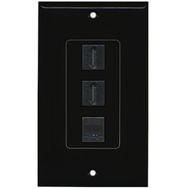 RiteAV - 2 HDMI and 1 Cat5e White Ethernet Port Wall Plate Decorative - Black
