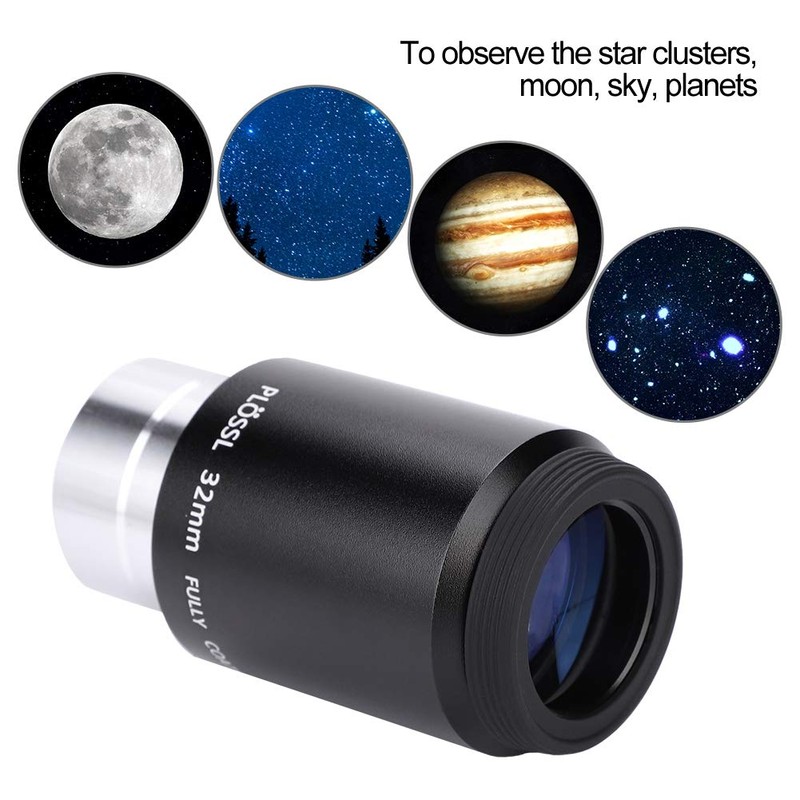 Yunir Black Plossl 32mm Telescope Eyepiece, Multi-Coated, 1.25" Filter Thread