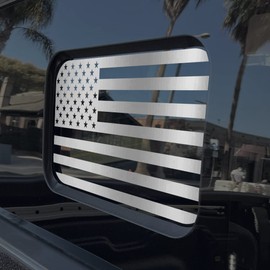 BocaDecals Rear Middle Window American Flag Precut Decal Sticker Accessory Made in USA Compatible with and Fits 2022-2023 Ford Maverick (Silver)