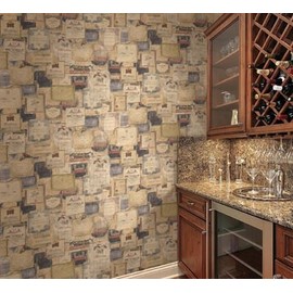 Wallquest Wallpaper Designer Old World Wine Labels Cork Look Italy France Australia Napa