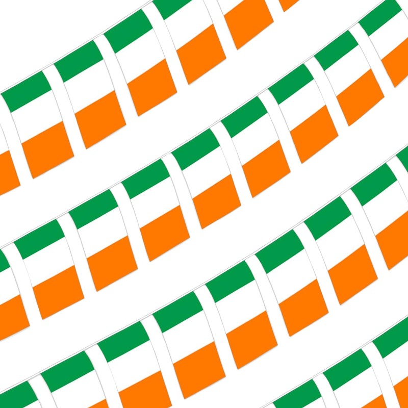 HIXNUG 2Pcs Irish Flag Bunting Rectangular Double Sided Irish Bunting