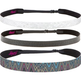 Hipsy 3pk Women's Adjustable NO SLIP Casual Style Headband Multi Gift Pack (Black & Grey)