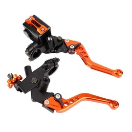 Longzhou 1 Pair Universal Motorcycle Brake Clutch Master Cylinder Tank Lever Brake Clutch Levers (Orange)