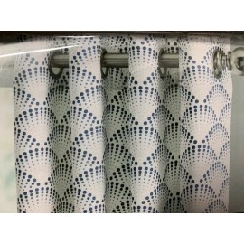 allen + roth 84'' White Navy Cotton Light Filtering Grommet Single Curtain Panel