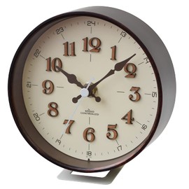 MAG W-761BR-Z Table Clock, Radio Wave, Analog, Interior, Silent, Continuous Second Hand, 3D Letters, Can Be Placed, Brown