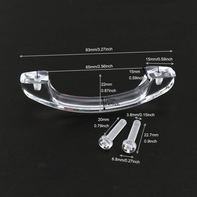 LUORNG 2PCS Transparent Acrylic Clear Acrylic Drawer Knobs Pull Handles