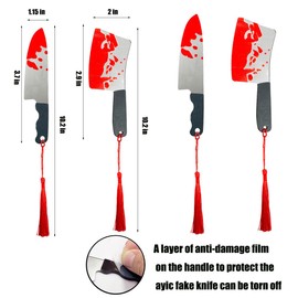 Halloween Bookmarks Set 4Pcs Horror Novelty Bookmark,Blood Splatter Knife Bookmarks,Acrylic Book Markers Red Tassels,Gothic Book Accessories for Halloween Gifts,Creepy Crime Book Lovers