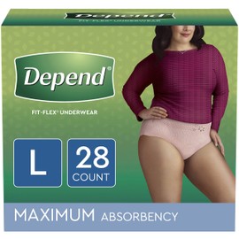 Depend FIT-FLEX Incontinence Underwear for Women, Maximum Absorbency, L, Tan (Packaging may vary)
