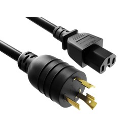 CableLeader 6ft NEMA L6-20P to C15 Heavy-Duty Locking Power Cord 14 AWG 15A/250V SJT High Voltage Extension Cord, Twist-Locking Cord, UL Listed, Black
