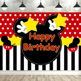 5x3FT Red Cartoon Birthday Backdrop Happy Birthday Dots Photography Background Banner for Kids Boys 1st 2nd 3rd 4th 5th 6th 7th Birthday Party Supplies Decorations
