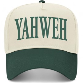 Yahweh Vintage Trucker Hat | Premium Snapback Baseball Hat for Men & Women (US, Alpha, One Size, Green/Natural)