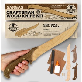 Wooden Knife Making Kit for Kids, Teens & Adults – Fun DIY Woodworking Craft Gift | Hardwood Blade with Handles, Sandpaper & Glue Included | Made in USA