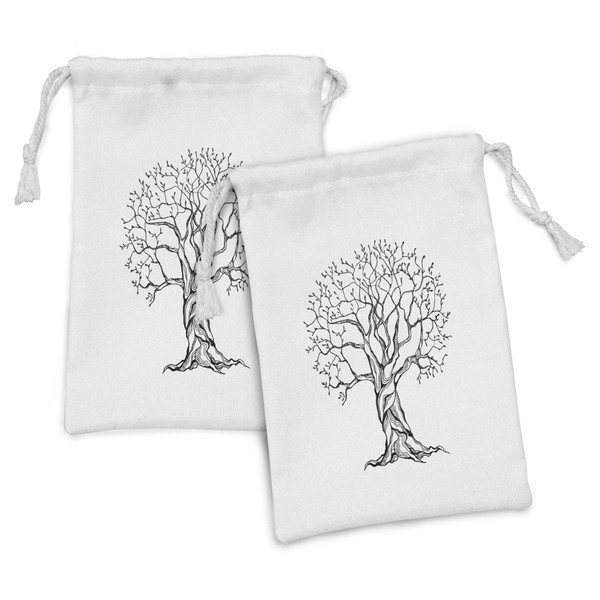 Lunarable Tree of Life Fabric Pouch Set of 2, Aged