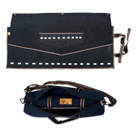 BULL TOOLS Wrench Organizer 26 Pocket Roll Up Pouch with Carry Bag, Tool Bag Metric & SAE Hand Crafted, Heavy Weight, Water Proof Ballistic Cotton Canvas - Navy Blue