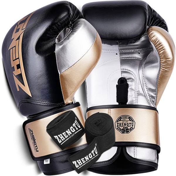 ZTTY Pro Boxing Gloves [RIZIN Active Duty 5th Generation DEEP Flyweight Champion "Shin Ryumako" Recommendation] Microfiber Leather Breathable Taekwondo Martial Arts Sparring Gloves (Black, 12oz)