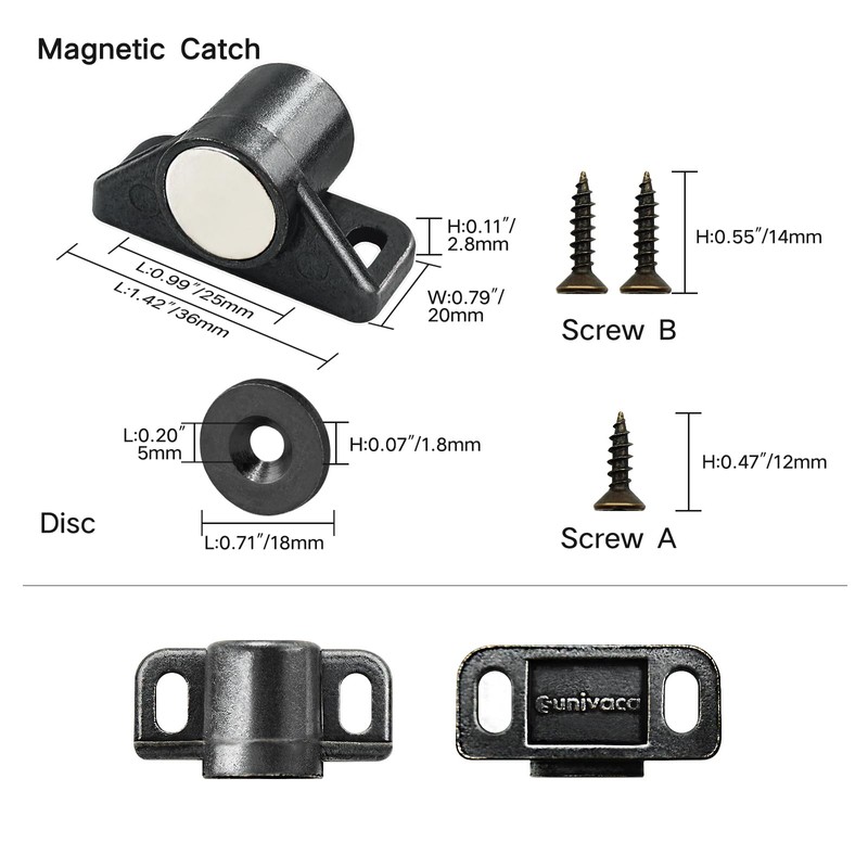 sunivaca 8 Pack Magnetic Door Catch, Rare Earth Cabinet Magnets