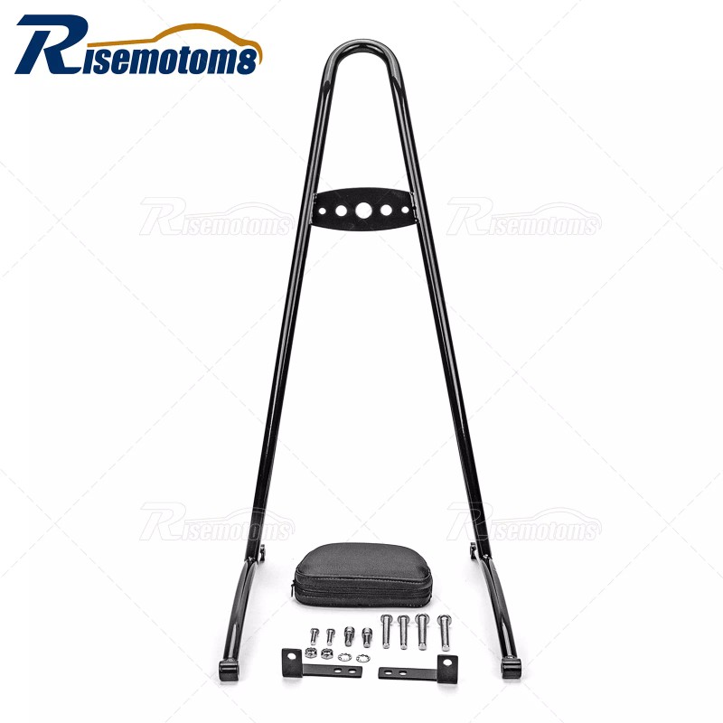 RI Gloss Black 24" Tall Passenger Sissy Bar Backrest w/Pad