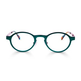 eyebobs - Hard Wear | Premium Reading Glasses for Men and Women | Round Frame for Narrow Faces, Satin Pine Green Metal, 1.00