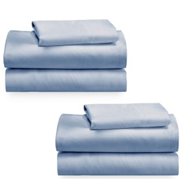 California Design Den 100% Cotton 2-Pack Twin Size Bed Sheets, Soft & Durable Twin Sheet Sets Cotton with Deep Pockets, Twin Sheet Set with Sateen Weave, Cooling Sheets (Blue Hydrangea)