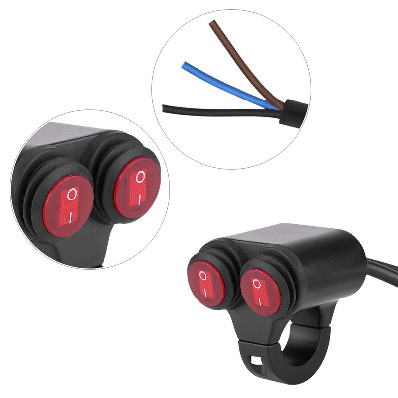 22mm Universal Motorcycle Handlebar Headlight Brake Fog Lights Horn Dual