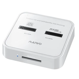 MAIWO USB 3.1 Type-C to M.2 NVMe SATA SSD Adapter Dual Bay Docking Station, 10Gbps Speed, 8TB Capacity, Support Reading SD Card【DO NOT Support Clone】