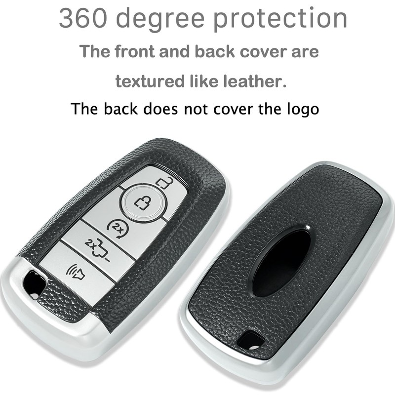 Kirsnda for Ford Key fob Cover,Texture case,with Keychain,Key Shell/Skin,5-Buttons fit