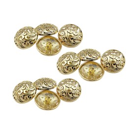 RECHERE 12 botones de metal calados con patrón floral para manualidades y adornos de costura (oro, 23 mm)