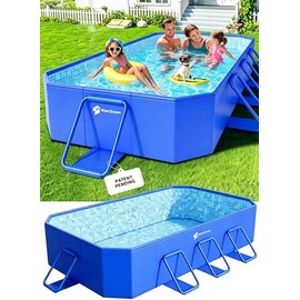 StarOcean 2026 Foldable Pool, Large Non-Inflatable Swimming Pool for Kids,Adult Collapsible Pools Hard Plastic Shell, Oversized Thickened,Portable Folding Kids Pools for Backyard 90"x50"x20"-Blue