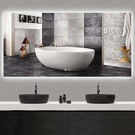 Keonjinn 72 x 36 Inch LED Backlit Mirror Bathroom Vanity Mirror Large Wall Mounted Dimmable Mirror Anti-Fog Lighted Makeup Mirror (Horizontal/Vertical)