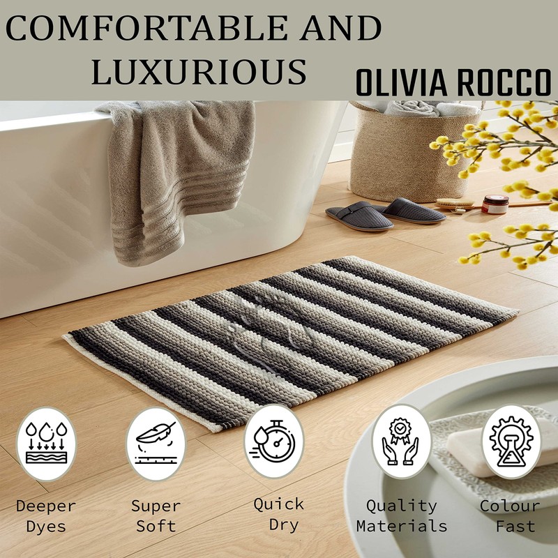 Olivia Rocco Padstow Stripe Bathmat Comfort To Your Bathroom Super