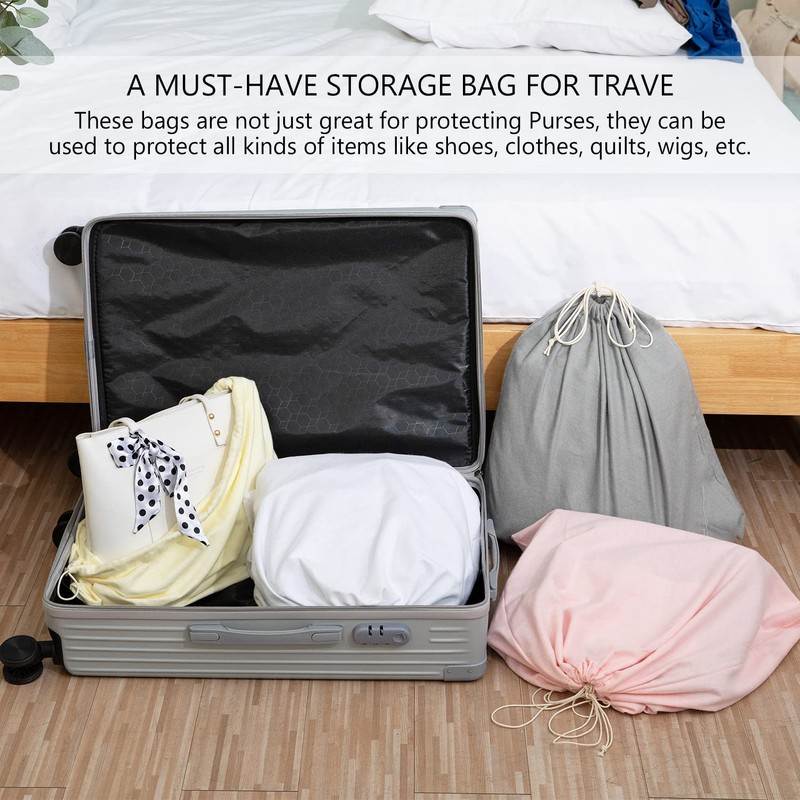 HAMBOLY 100% Cotton Bags 5 Pack Dust Cover Storage Pouch