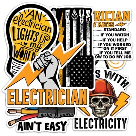 Electrician Sticker 8 Pcs (Large Size) Vinyl Stickers Laptop Waterproof Decal for Adult Car Bumper Water Bottle Notebook Luggage Window Funny Decorations - Size 4 Inches