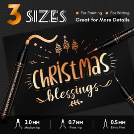 SRUOLOC 3Pcs Liquid Chrome Paint Markers, Oil-based Permanent Chrome Maker, Gloss Mirror Marker Repairing, Reflective Metallic Pen Markers for Touch Up Model Painting DIY Art Projects, Bronze