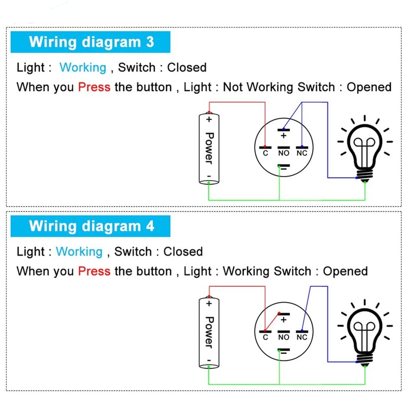 JIQI 16mm Momentary Push Button Switch Waterproof 12V-24V 1NO 1NC