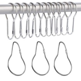 TA-VIGOR 25Pcs Shower Curtain Rings Hanging Hooks, Metal Decorative Hooks Loop Curtain Hangers, Hanging Shower Clips for Bathroom Bedroom Kitchen Curtain Rods, Silver