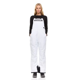 Arctic Quest Womens Ski Snow Bibs Pants Insulated Water Resistant Overalls Snowboarding Winter Waterproof Pants Women, White, Small