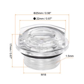sourcing map 2pcs Air Compressor Oil Sight Glass M18 x 1.5mm Male Liquid Level Gauge Plastic Hex Head Oil Indicator Window with O-Ring for Air Compressor Fittings Gearbox Tanks, Transparent