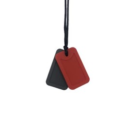 Sensory Oojamabobs - Dog tags pendant chew necklace - Autism - Grey MIX 'N' MATCH! (Grey & red)