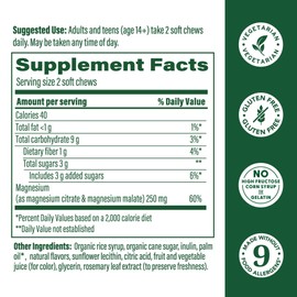 MegaFood Relax + Calm Magnesium Complex with Magnesium Citrate & Malate for Heart Health, Muscle Tension & More – Doctor Formulated - Vegetarian – Grape Flavor - 30 Soft Chews (15 Servings)