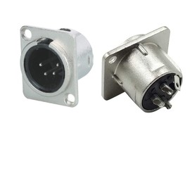 Lagogia Adaptador de conector tipo D de 4 pines XLR macho + hembra, montaje en panel de metal, chasis, micrófono, conector de audio tipo D, paquete de 4
