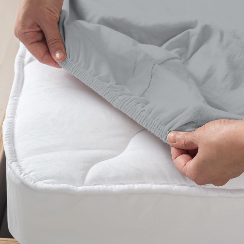 Purity Home 100% Cotton King Size Fitted Sheets Grey, Percale