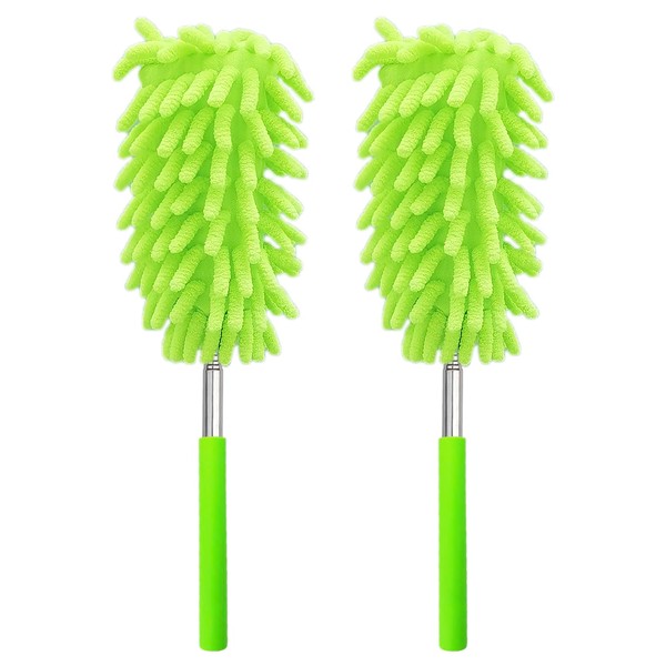 2 Pack Extendable Microfiber Feather Duster for Cleaning, Washable Dusters,