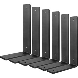 Heavy Duty Shelf Brackets 10 Inch, 6 Pack Floating Shelf Brackets, L Wall Shelf Bracket for DIY Decorative with Mounting Hardware
